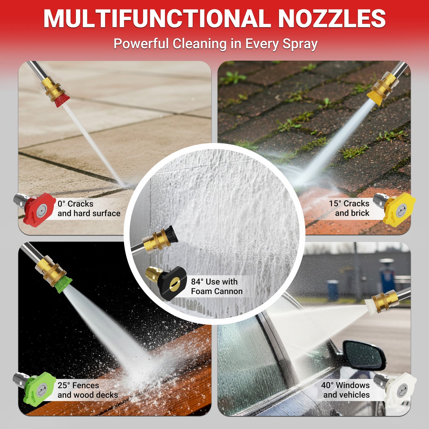 3600PSI Pressure Washer Gas Powered, 210CC Power Washer with 2.6GPM Pump, Portable Water Pressure Washer W/5 Nozzles, Built-in Foam Cannon