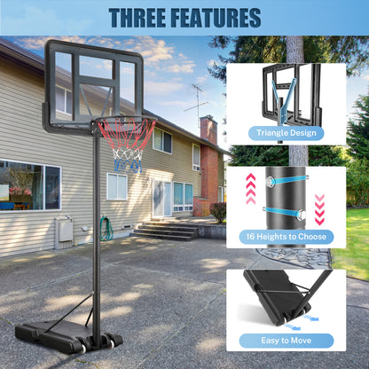 Portable Basketball Hoop Outdoor on Clearance, SEGMART Height Adjustable Swimming Pool Basketball Hoop Goal System with 44 inch PE Backboard for Kids Youth Adults Play in Backyard/Courts/Indoor
