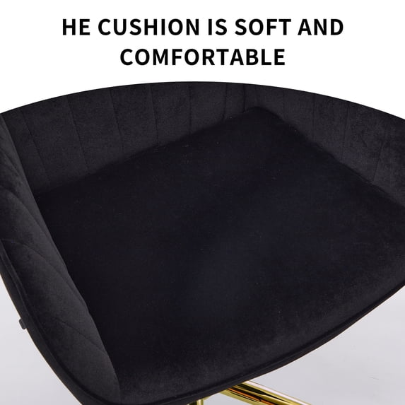 Office Chair with Memory Foam,Adjustable Swivel Desk Chair, Velvet Upholstered, Supportive Backrest for Home Office & Bedroom