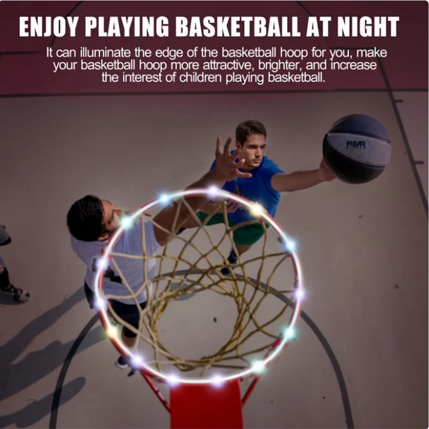 SEGMART 17.75ft LED Basketball Hoop Lights, Remote Control Basketball Rim LED Light, 16 Color Change by Yourself, Waterproof, Super Bright to Play at Night Outdoors, Good Gift for Kids