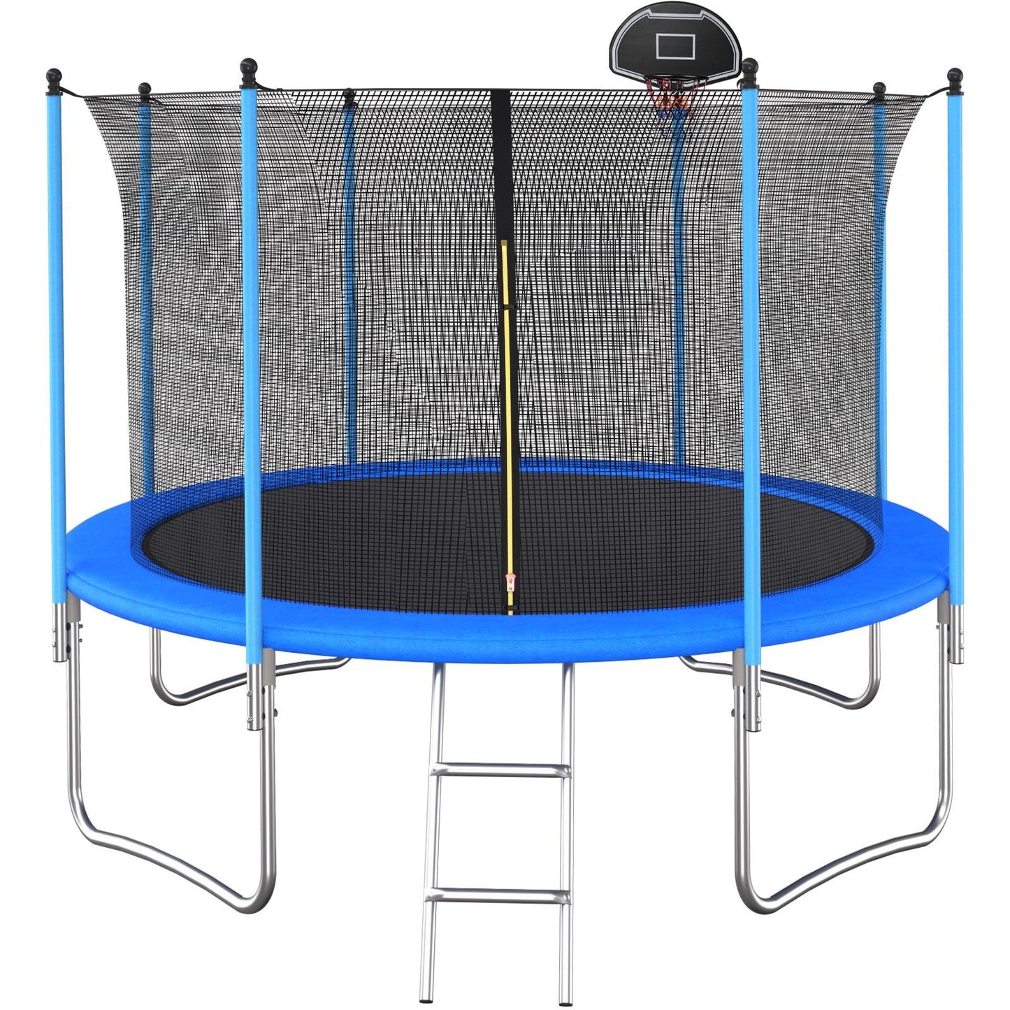 10 FT Trampoline with Basketball Hoop, SEGMART Upgraded Kids Outdoor Trampoline with Enclosure Net, Ladder, Heavy Duty Backyard Round Recreational Trampoline for Kids Adults Indoor Outdoor