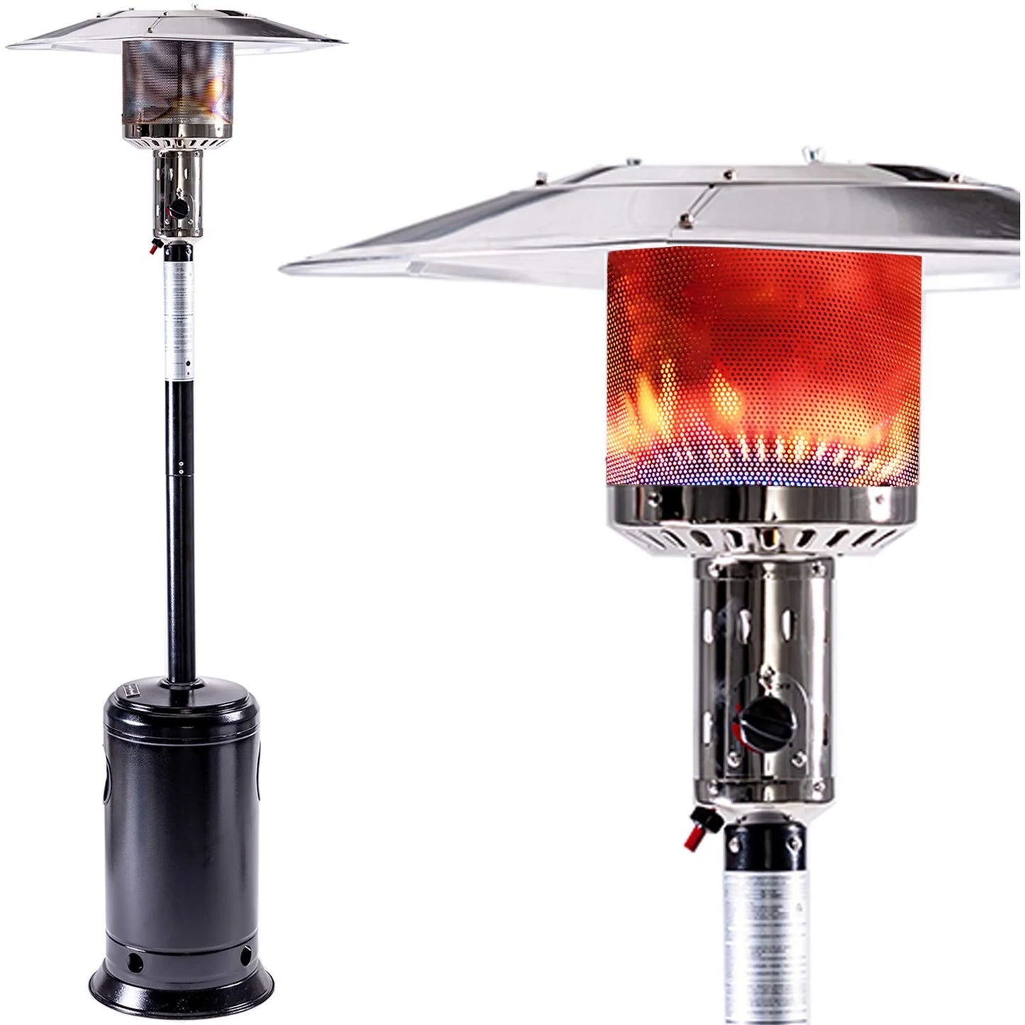 47,000 BTU Patio Heater for Outdoor Use, Outdoor Propane Patio Heater with Wheels, Commercial & Residential, 30" x 30" x 88"