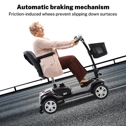 Outdoor Mobility Scooter for Senior, Heavy Duty Electric Scooters with 4 Wheel, Sliding Swivel Seat with Flip-Up Armrests for Adults, Easy Assembly, 300lbs, Chrome, SS202