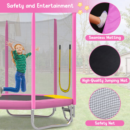 Toddler Trampoline for Kids, 7Ft Mini Trampoline with Enclosure Net, Indoor & Outdoor Recreational Trampolines with Upgrade No-Gap Safe Design for Birthday Chirismas Gifts Ages 1-8