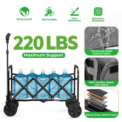Collapsible Wagon with Wheels,Segmart Folding Wagon Cart All Terrain,Heavy Duty Garden Carts with Adjustable Handle,Utility Wagon for Outdoor Sports,Camping Shopping Fishing