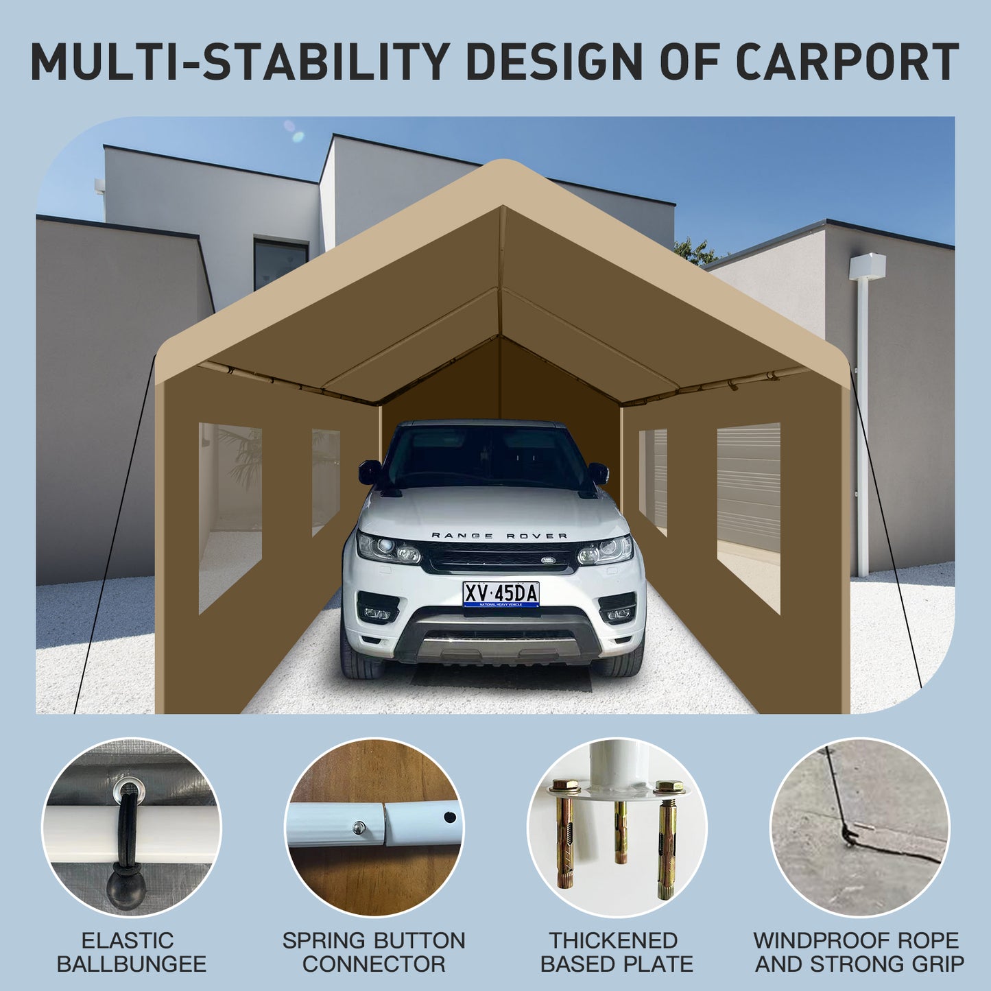 Segmart 10'x20' Heavy Duty Carport, Portable Garage Tent with Roll-up Doors, Car Canopy with Thickened Based and All-Season Tarp for Car Boat Truck Motorcycle, White