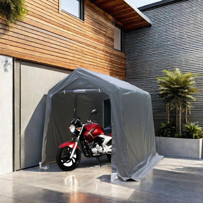 7x12ft Car tent, SEGMART Waterproof Carport with Steel Frame, Heavy Duty Carport Canopy with 2 Roll up Zipper Doors, Vents, Car Canopy, Portable Garage, Boat Canopy for Outside Party, Gray