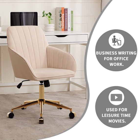 Office Chair with Memory Foam,Adjustable Swivel Desk Chair, Velvet Upholstered, Supportive Backrest for Home Office & Bedroom