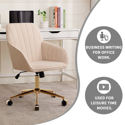 Office Chair with Memory Foam,Adjustable Swivel Desk Chair, Velvet Upholstered, Supportive Backrest for Home Office & Bedroom