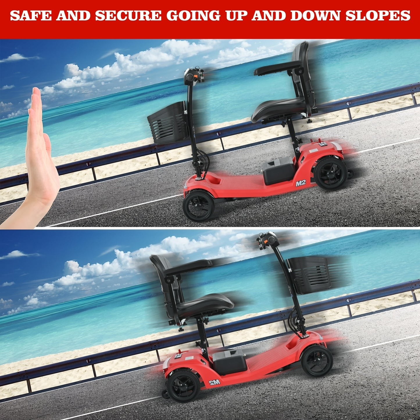 Segmart 4 Wheel Mobility Scooter for Seniors,Portable Electric Scooters Motorized with LED Light,Power Scooter for Best Gift
