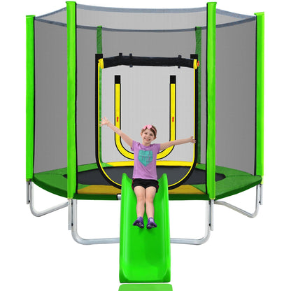 Segmart 7FT Toddler Trampoline with Enclosure Net & Removable Slide