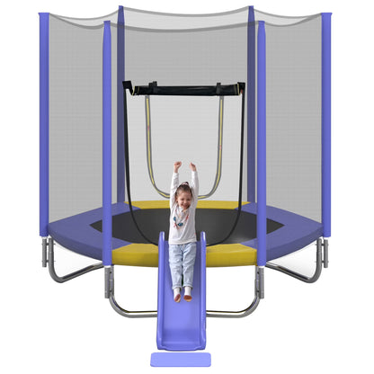 Segmart 7FT Toddler Trampoline with Enclosure Net & Removable Slide