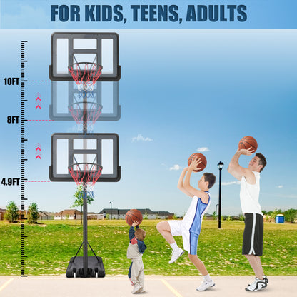 Portable Basketball Hoop Outdoor on Clearance, SEGMART Height Adjustable Swimming Pool Basketball Hoop Goal System with 44 inch PE Backboard for Kids Youth Adults Play in Backyard/Courts/Indoor