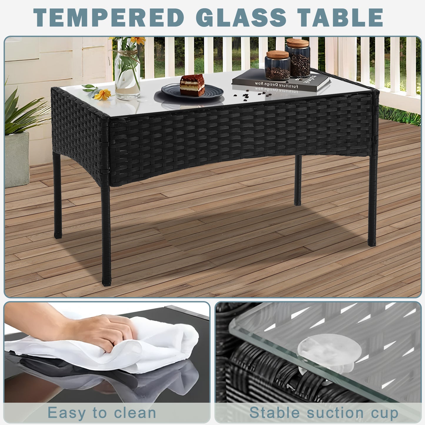 Clearance Patio Furniture Set, Segmart 4 Pieces Rattan Sofa Set Cushioned Sofa & Charis, Deck Porch Poolside Furniture Conversation Set for 4, Gray