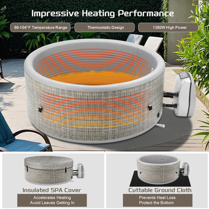 Segmart Inflatable Hot Tub for 3–5 Person with 100 Jets & Heater Pump, 211 Gal