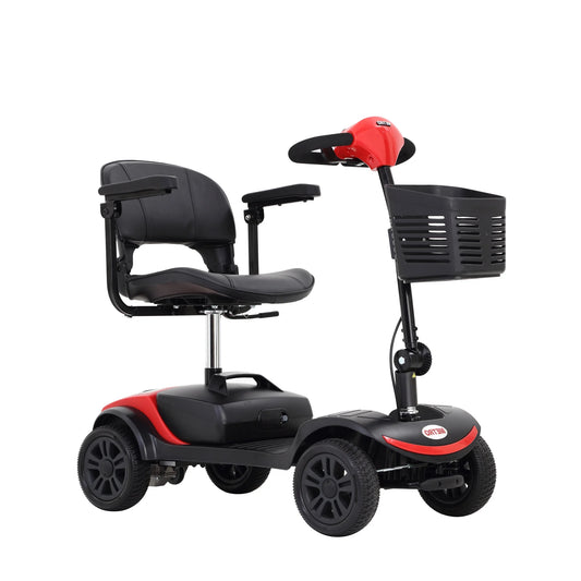 Mobility Scooters, Heavy Duty Compact AdultsElectric Scooters with 300W Motor, Motorized Scooter with Detachable Basket, Outdoor Senior Scooter With Anti-Tip wheel, Lite Red, SS550