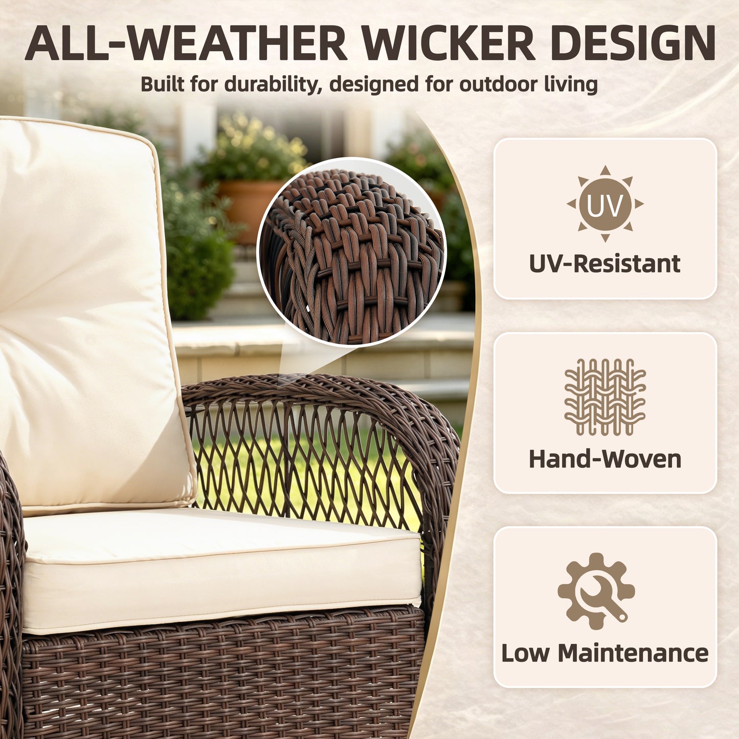 Patio Swivel Rocker Bistro Set, 3 Piece 360° Rocking Patio Conversation Set with Thickened Cushions, 2 Patio Swivel Rocking Chairs with 1 Glass Top Table, for Garden Yard Balcony Pool Cafe (Gray)