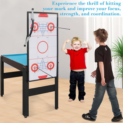 48'' 16 in 1 Multi Game Table, Combo Game Table Set for Game Room, Multifunctional Game Table with Bow, Arrow, Basketball, Football, Hockey, Foosball, Shuffleboard, Ping Pong, Chess, Checkers, Bowling