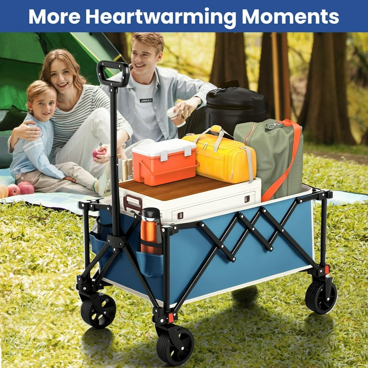 Collapsible Wagon with Wheels,Segmart Folding Wagon Cart All Terrain,Heavy Duty Garden Carts with Adjustable Handle,Utility Wagon for Outdoor Sports,Camping Shopping Fishing