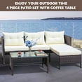 Segmart 3-Piece Outdoor Patio Furniture Set, Wicker PE Rattan Conversation Loveseat Sofa Set with Glass Coffee Table&Cushions, Sectional Couch for Porch Poolside Backyard, Beige