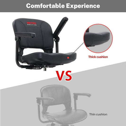 Outdoor Mobility Scooter for Senior, Heavy Duty Electric Scooters with 4 Wheel, Sliding Swivel Seat with Flip-Up Armrests for Adults, Easy Assembly, 300lbs, Chrome, SS202