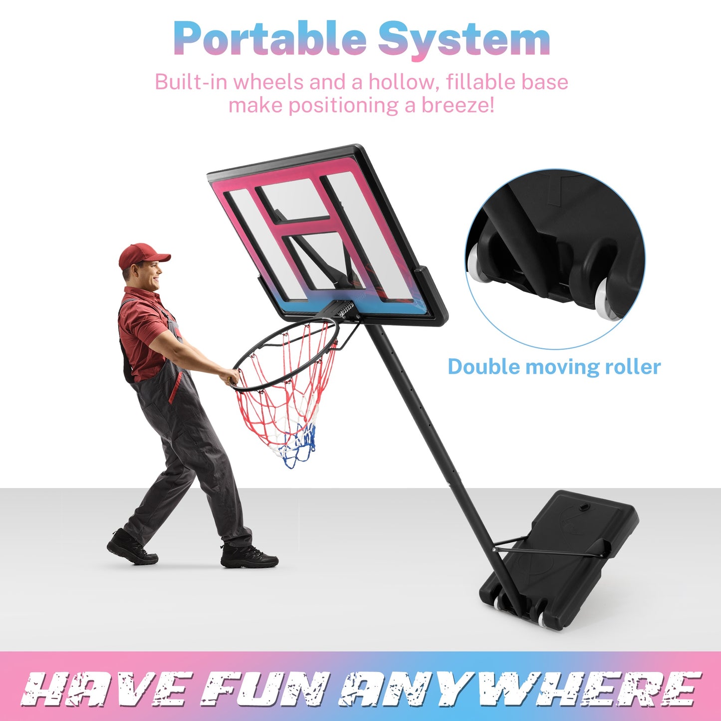 44 inch Outdoor Basketball Hoop Stand for Adults, SEGMART 4.9FT-10FT Height Adjustable Portable