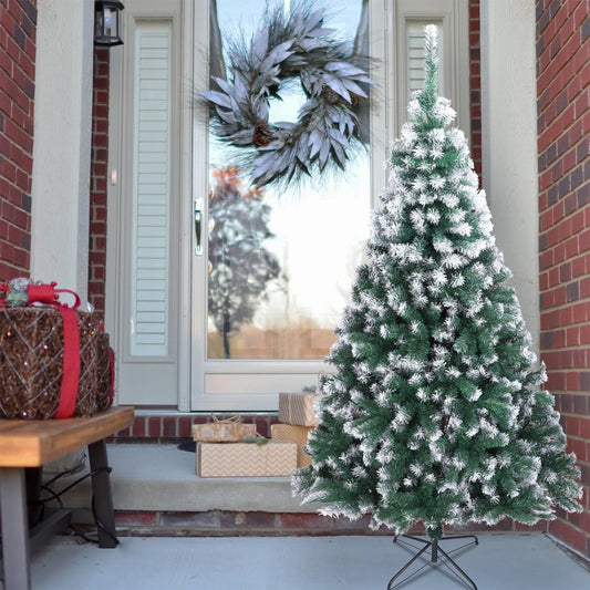 7ft Fir Christmas Xmas Tree, Premium Realistic Snow Fir Artificial Christmas Tree 870 Tips, Christmas Tree w/Metal Stand, Easy Assembly, Decorations for Home, Festival, SS1621