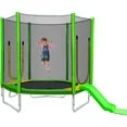 7ft Kids Trampoline with Slide, Small Toddler Trampoline with Ladder for Kids, SEGMART Indoor Outdoor Trampoline with Enclosure Net, Spring Pad for Backyard