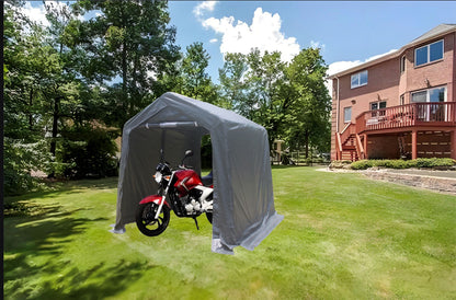 7x8 ft Canopy, SEGMART Heavy Duty Shed with 2 Roll up Zipper Doors, Vents, Waterproof Car Port Canopy Tent with Steel Frame, Portable Carport Canopy, Car tent, Carport for Car Truck Boat,Brwon