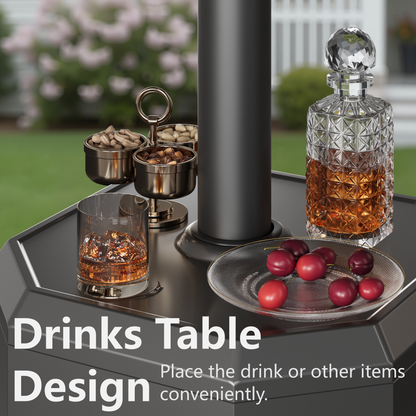 50,000 BTU Propane Patio Heater, Outdoor Heater with Table Design, Double-Layer Stainless Steel Burner, and Wheels, Portable Heater for Home and Commercial