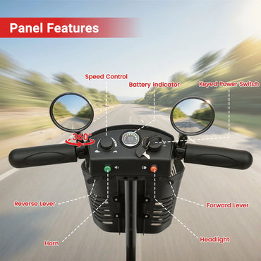 Mobility Scooter for Seniors, Segmart 4-Wheel Electric Scooter with Shock Absorption & Large Comfort Seat, 300W Foldable Senior Scooter with USB, LED Light, 300 lb Capacity, Red