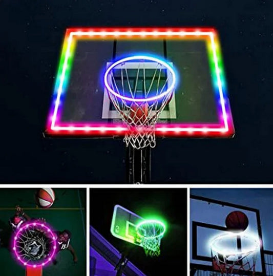 SEGMART 17.75ft LED Basketball Hoop Lights, Remote Control Basketball Rim LED Light, 16 Color Change by Yourself, Waterproof, Super Bright to Play at Night Outdoors, Good Gift for Kids