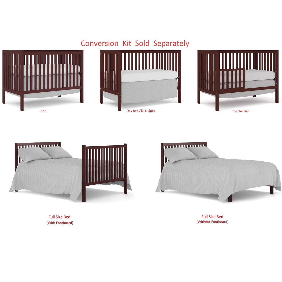 iRerts 5 In 1 Convertible Baby Crib, Wood Convertible Crib Toddler Bed with Wood Legs, Converts from Baby Crib to Toddler Bed, Fits Standard Full-Size Crib Mattress, Easy to Assemble, Black