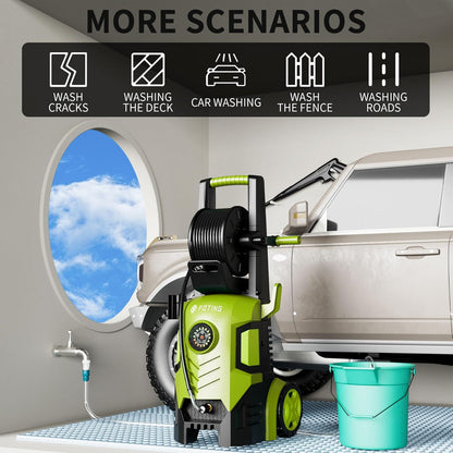 Electric Pressure Washer, Power Washer 5000PSI for Car Patio Wash, w/Total Stop System, Safety Lock, 4 Nozzles, Soap Bottle