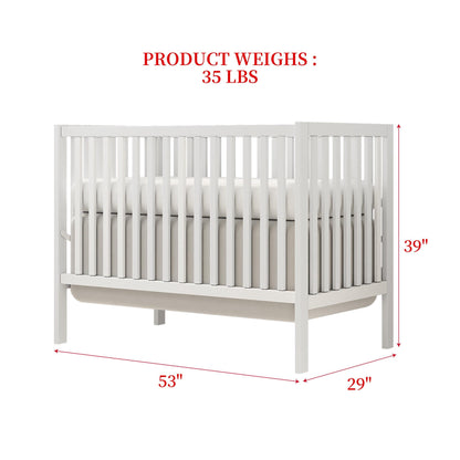 iRerts 5 In 1 Convertible Baby Crib, Wood Convertible Crib Toddler Bed with Wood Legs, Converts from Baby Crib to Toddler Bed, Fits Standard Full-Size Crib Mattress, Easy to Assemble, Black