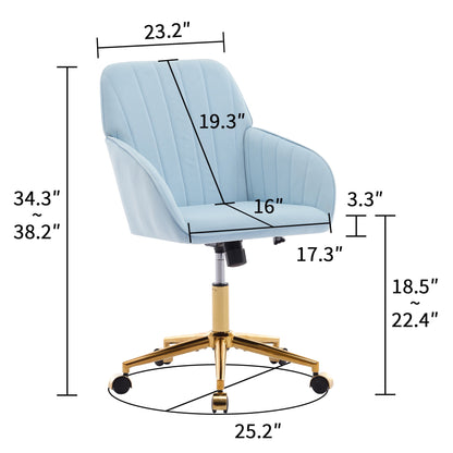 Office Chair with Memory Foam,Adjustable Swivel Desk Chair, Velvet Upholstered, Supportive Backrest for Home Office & Bedroom