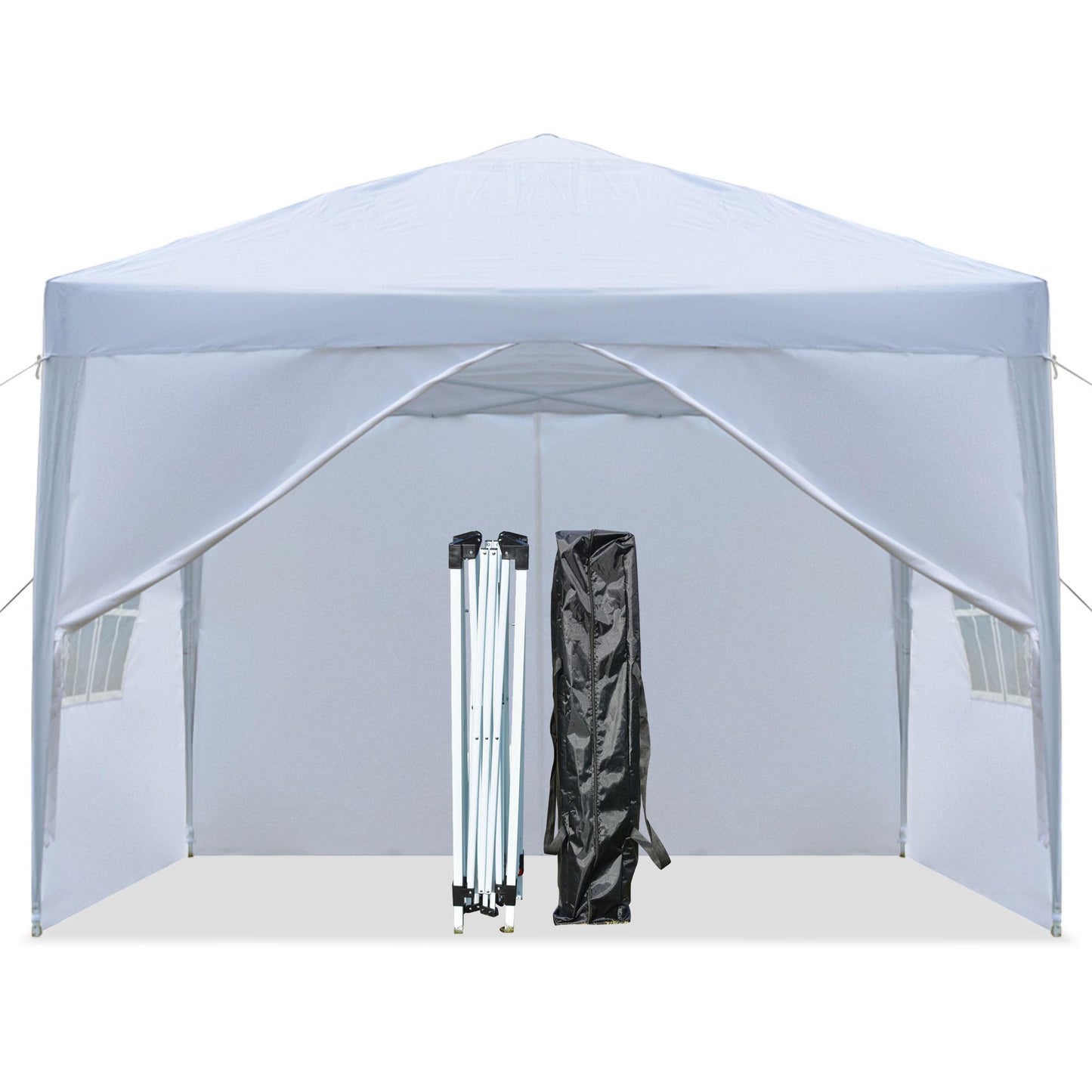 10'x10' Outdoor Wedding Party Tent with 4 Sidewalls, SEGMART Pop Up Canopy Tent with 3 Adjustable Heights, Portable Waterproof Instant Patio Gazebo Tent with Carrying Bag for Garden Pavilion