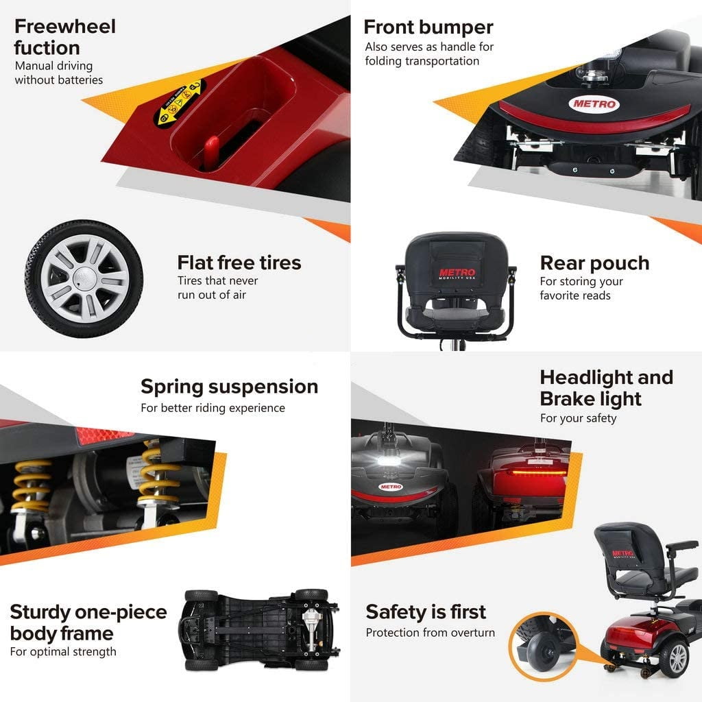 Outdoor Motorized Electric Carts for Senior, Heavy Duty Electric Scooters with 4 Wheel, Sliding Swivel Seat with Flip-Up Armrests for Adults, Easy Assembly, 300lbs, Blue, S8672