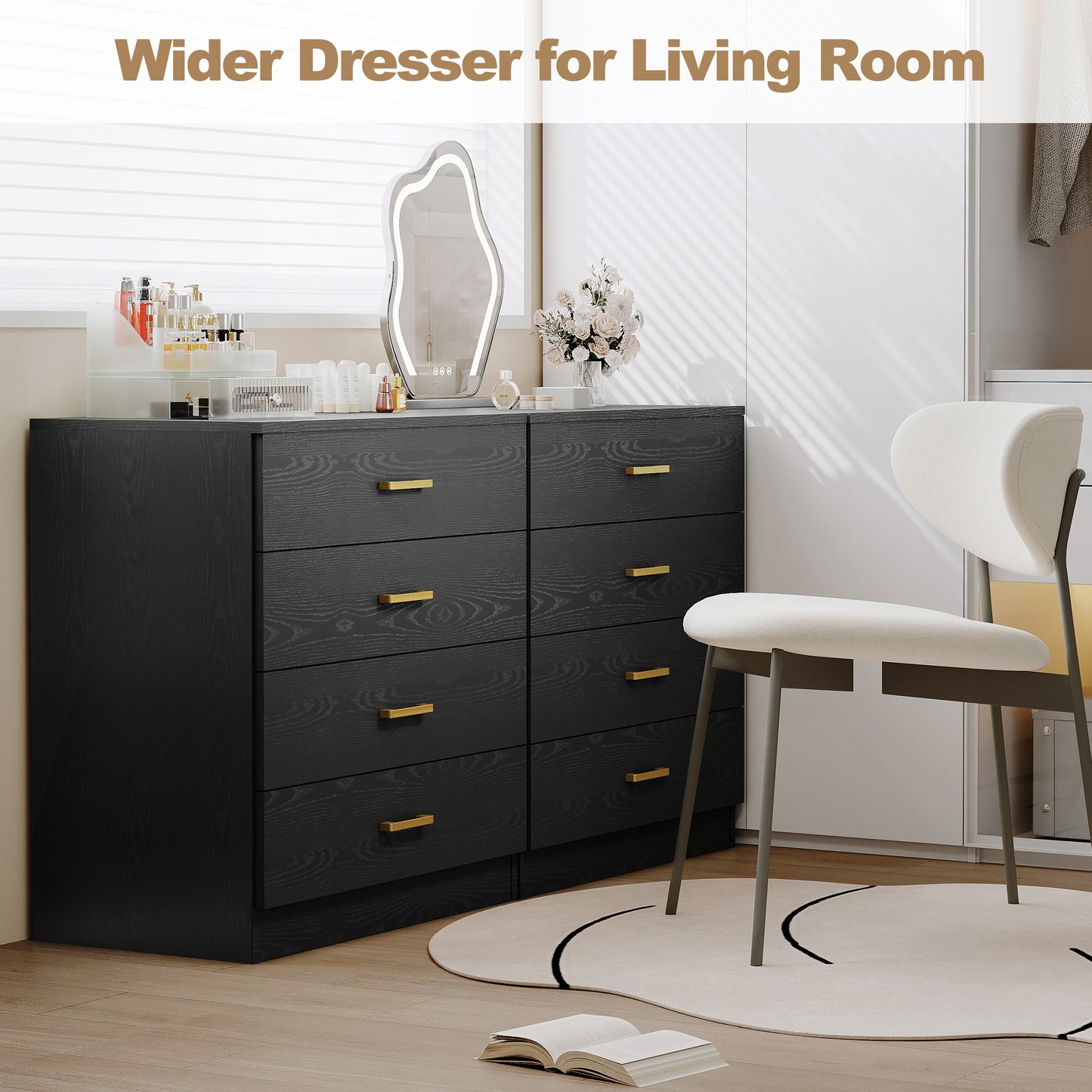 Dressers for Bedroom, Heavy Duty 4-Drawer Wood Chest of Drawers, Segmart Modern Storage Bedroom Chest for Kids Room, Black Vertical Storage Cabinet for Bathroom, Closet, Entryway, Hallway, Nursery