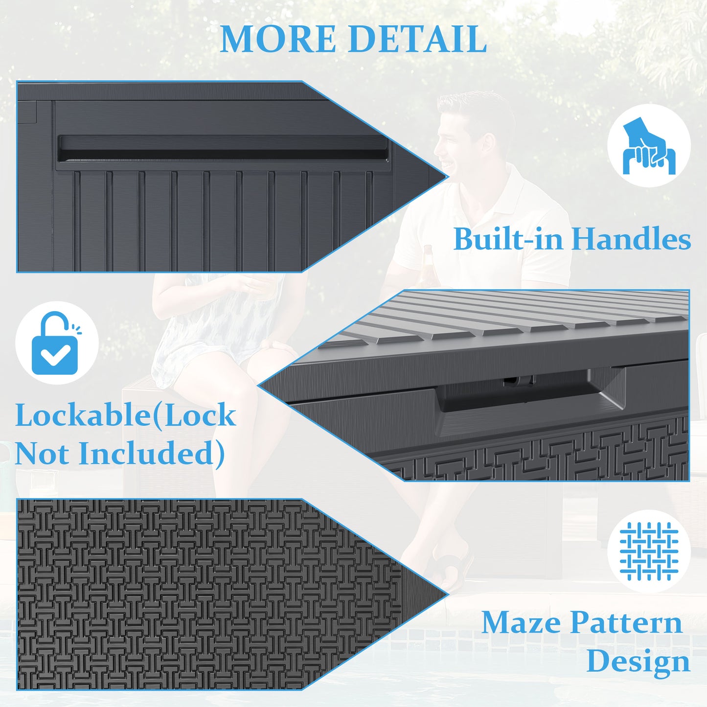 90 Gallon Outdoor Storage Box, Multi-function Deck Box for Organization & Storage, And As a Bench, Waterproof Outdoor Storage Container for Patio Cushions, Gardening Tools, Pool Supplies - Gray