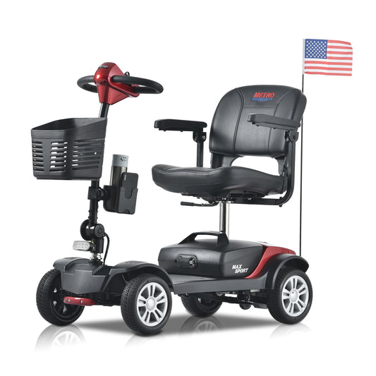 Electric Mobility Scooter, Outdoor Compact Motorized Scooter with 2 in 1 Cup & Phone Holder, Heavy Duty Power Scooter for Seniors, Easy Assembly, 300lbs, Red, SS1928
