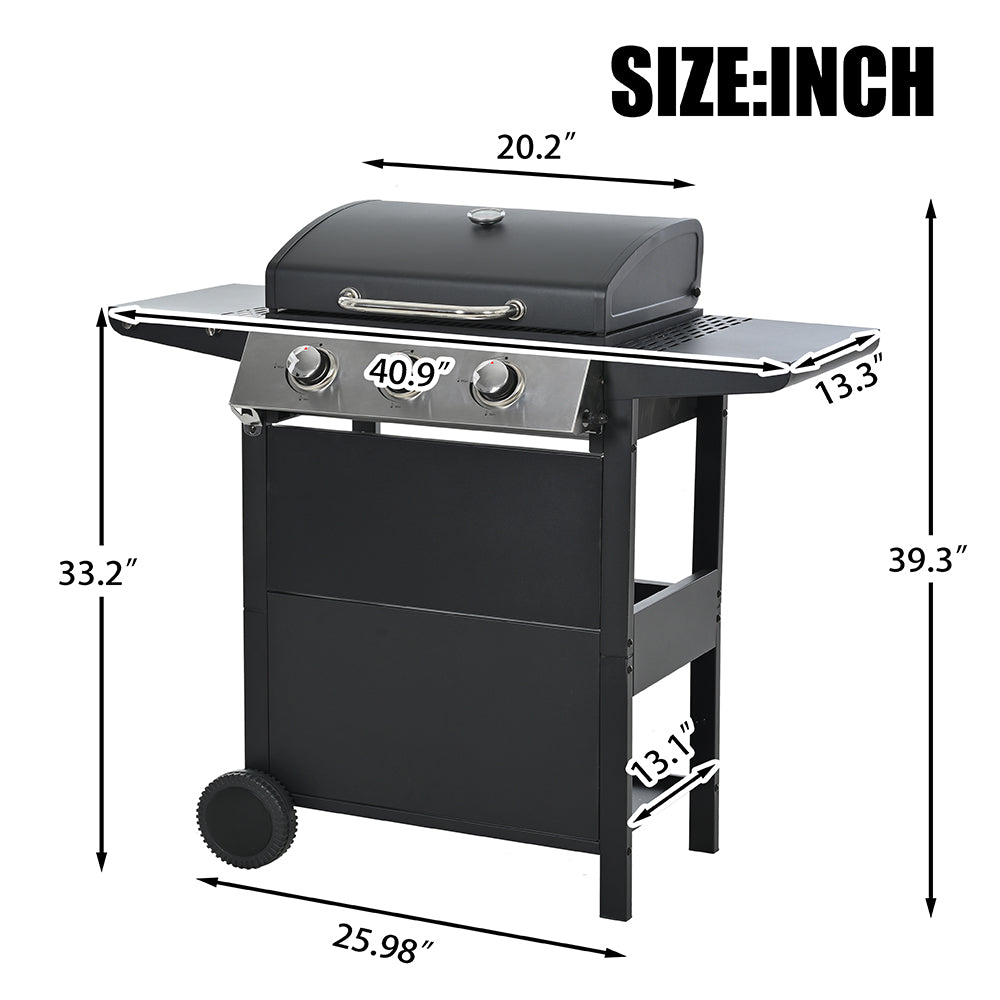 SEGMART 3 Burner BBQ Propane Gas Grill, Stainless Steel 25,650 BTU Patio Garden Barbecue Grill with Two Foldable Shelves & Thermometer, Perfect for Camping, Outdoor Cooking