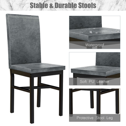 Kitchen Table and 4 Chairs Set, Metal Kitchen Table Sets Faux Marble Rectangular Breakfast Table w/Metal Legs & Black Finish Frame, Dining Table Sets for an Apartment Breakfast, Grey, SS1318