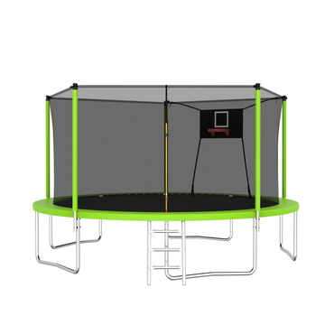 14FT Trampoline with Enclosure for Kids and Adults, SEGMART Upgraded Kids Recreational Outdoor Trampoline with Basketball Hoop, Ladder, Heavy Duty Round Backyard Trampoline for Indoor Outdoor