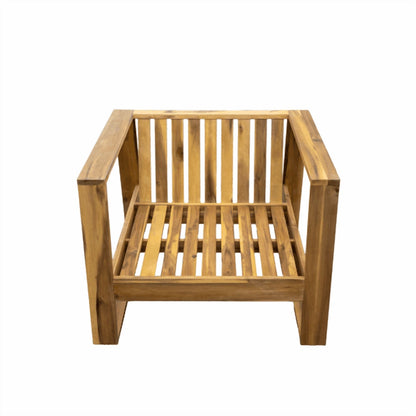 3 Pack Outdoor Lounge Chair, Acacia Wood Chaise Lounge set-Chair & Ottoman, Sunbathing Recliner, Beach Chair, Tanning Chair for Patios, Balconies, and Gardens