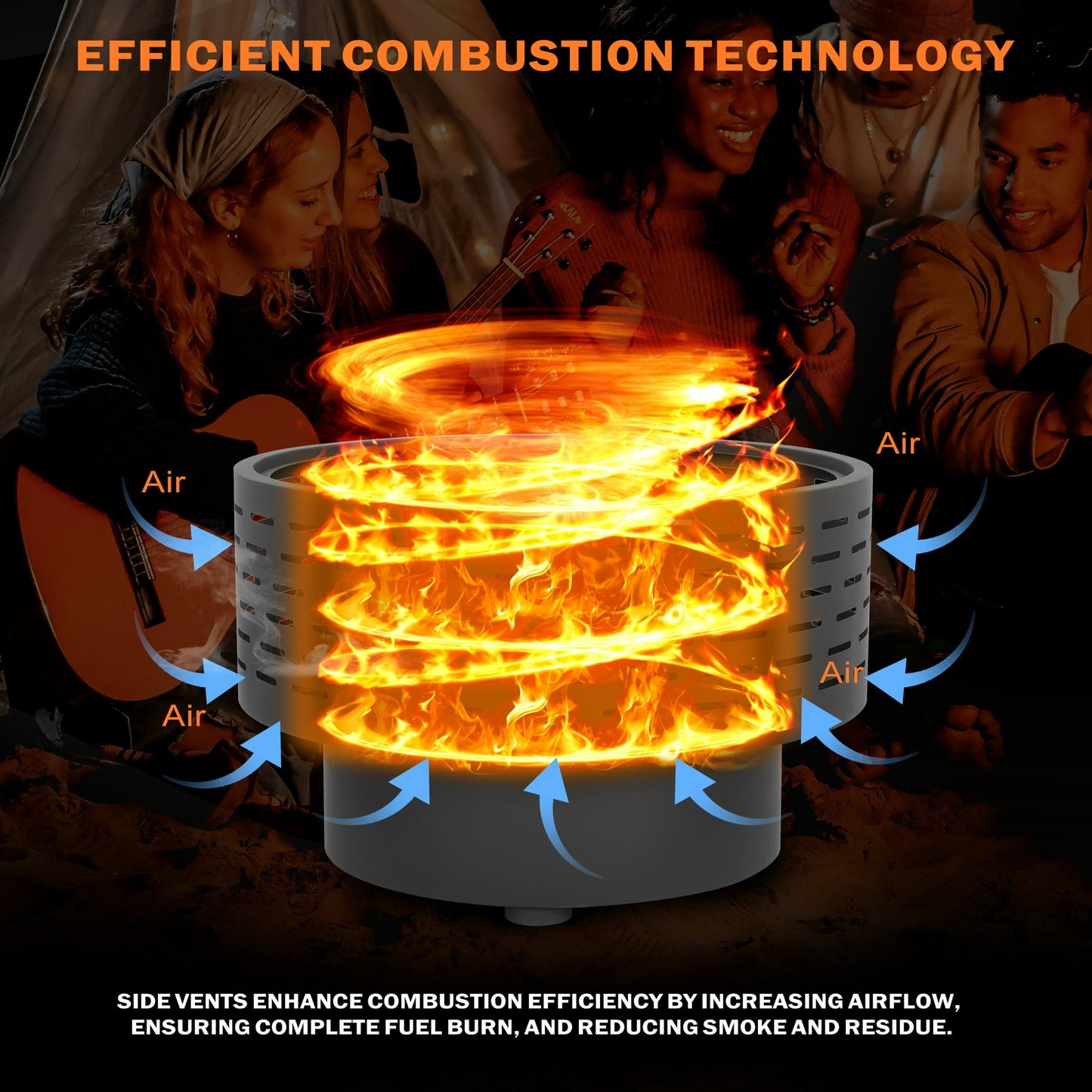 Segmart 26 inch Fire Pit with Grill & Lid, Firepits for Outside Wood Burning Fire Pit Table with Fire Poker, Ash Net,3 in 1 Outdoor Fire pits for Patio,BBQ, Bonfire, Camping, Backyard, Picnic