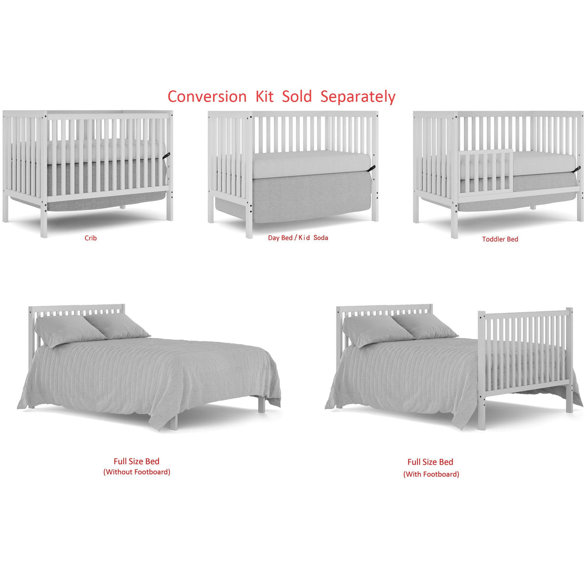 iRerts 5 In 1 Convertible Baby Crib, Wood Convertible Crib Toddler Bed with Wood Legs, Converts from Baby Crib to Toddler Bed, Fits Standard Full-Size Crib Mattress, Easy to Assemble, Black