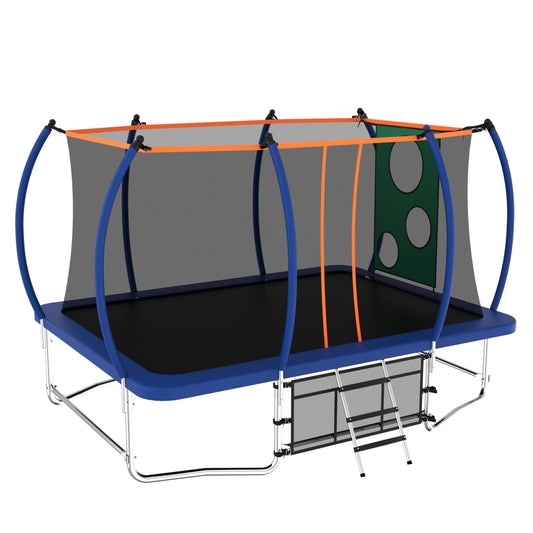 8x14 FT Rectangle Trampoline with Enclosure, SEGMART New Upgraded Kids Outdoor Trampoline with Safety Net and Ladder, Heavy-Duty Rectangle Outdoor Backyard Bounce Jumper Trampoline for Boys Girls