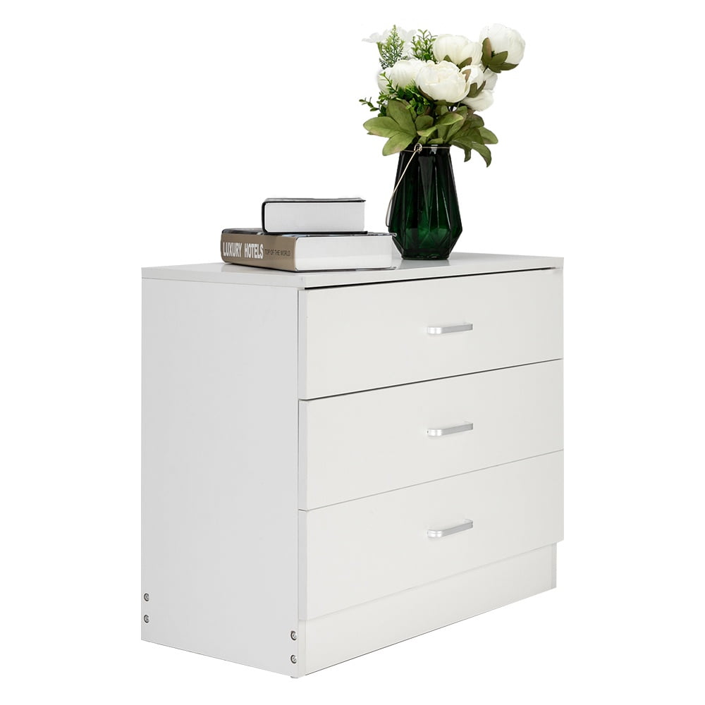3-Drawer Drawers for Bedroom, SEGMART 26'' x 13'' x 22'' Classic Simple Bedroom Furniture Chest Cabinet with Metal Handles, Durable MDF Wood 3-Drawer Dresser for Closet to Storing Clothes, S7934
