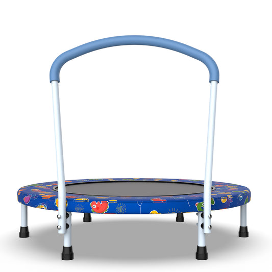 36" Mini Trampoline for Kids with Handle, Toddler Trampoline, Exercise Rebounder with Foam Handle, Indoor Trampoline, Kids Mini Trampoline, Small Rebounder Trampoline for Indoor and Outdoor Use